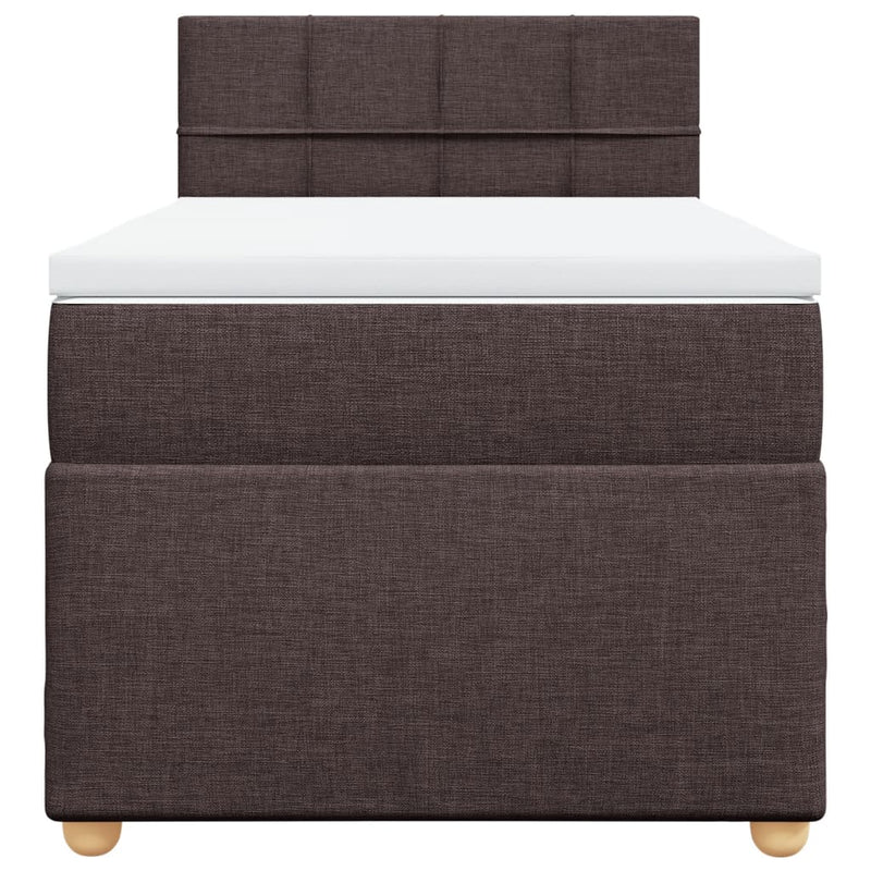 Pat box spring cu saltea, maro închis, 80x200 cm, textil