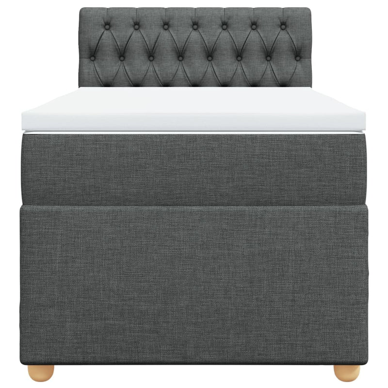 Pat box spring cu saltea, gri închis, 80x200 cm, textil