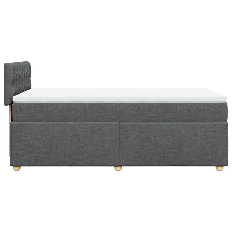 Pat box spring cu saltea, gri închis, 80x200 cm, textil