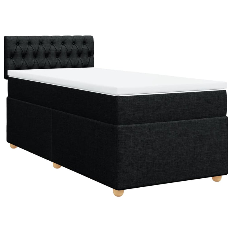 Pat box spring cu saltea, negru, 80x200 cm, textil