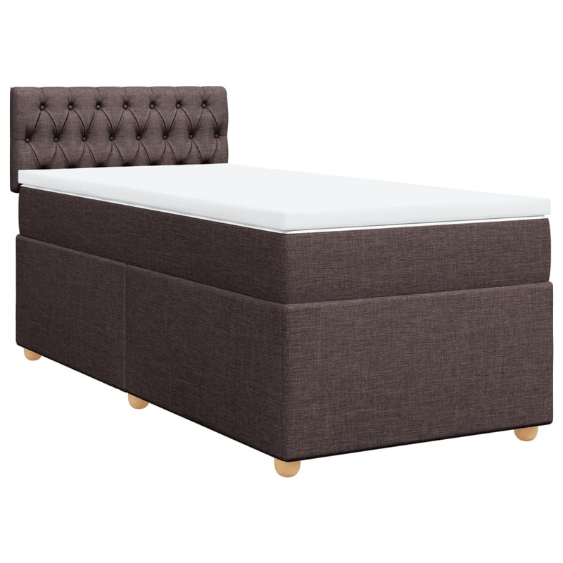 Pat box spring cu saltea, maro închis, 80x200 cm, textil