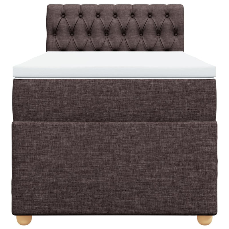 Pat box spring cu saltea, maro închis, 80x200 cm, textil