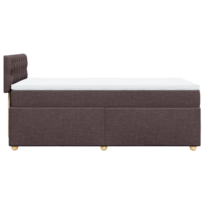 Pat box spring cu saltea, maro închis, 80x200 cm, textil