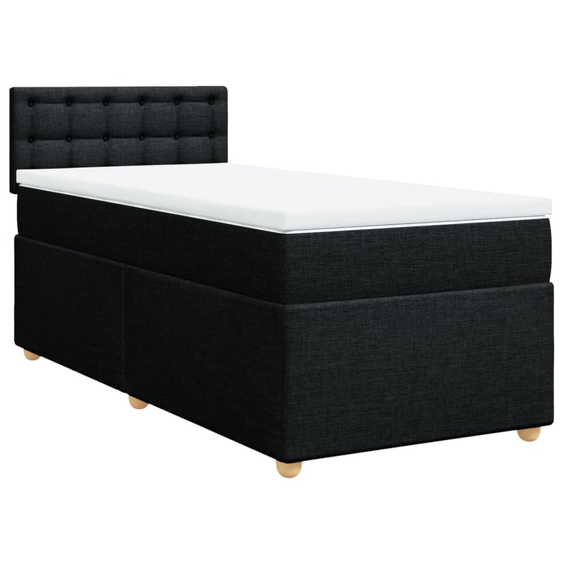 Pat box spring cu saltea, negru, 80x200 cm, textil