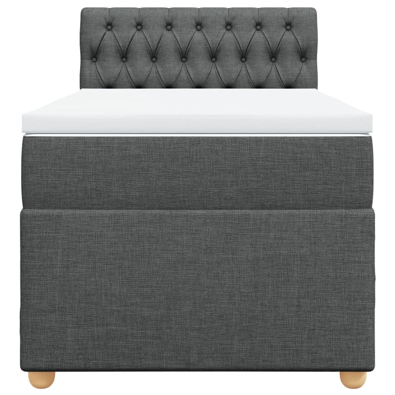 Pat box spring cu saltea, gri închis, 90x190 cm, textil