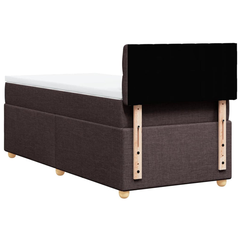 Pat box spring cu saltea, maro închis, 90x190 cm, textil