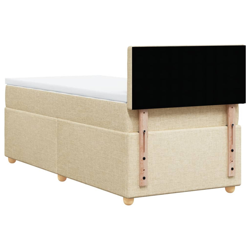 Pat box spring cu saltea, crem, 90x190 cm, textil
