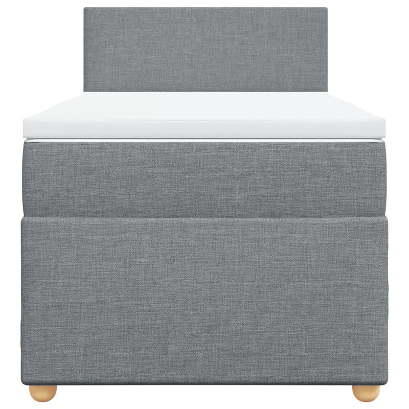 Pat box spring cu saltea, gri deschis, 90x200 cm, textil