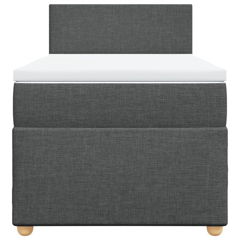 Pat box spring cu saltea, gri închis, 90x200 cm, textil