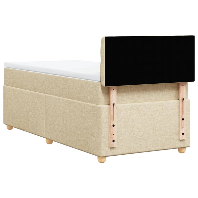Pat box spring cu saltea, crem, 90x200 cm, textil