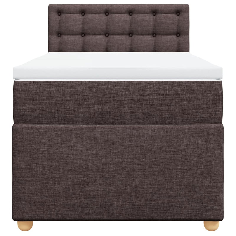 Pat box spring cu saltea, maro închis, 90x200 cm, textil