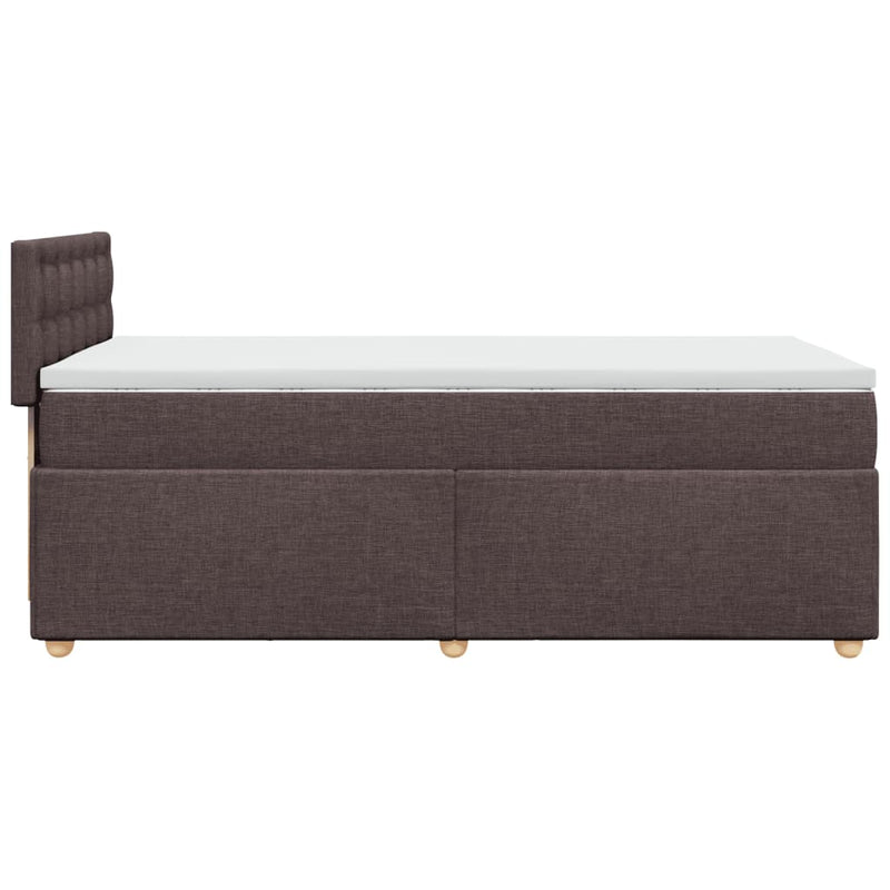 Pat box spring cu saltea, maro închis, 90x200 cm, textil
