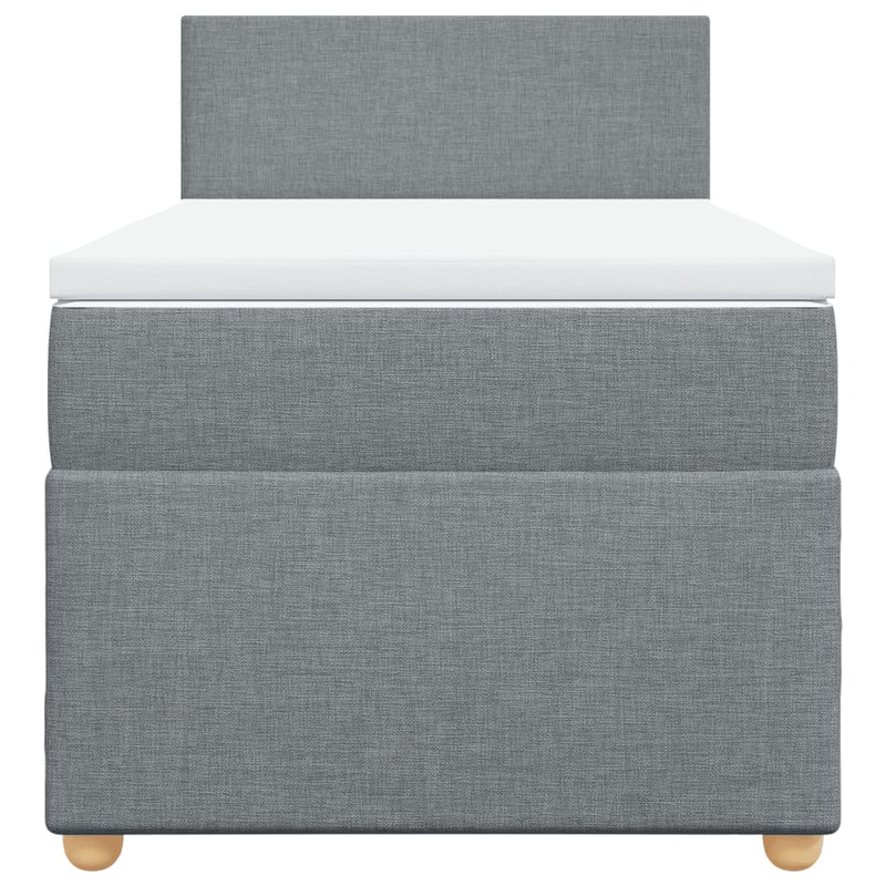 Pat box spring cu saltea, gri deschis, 100x200 cm, textil