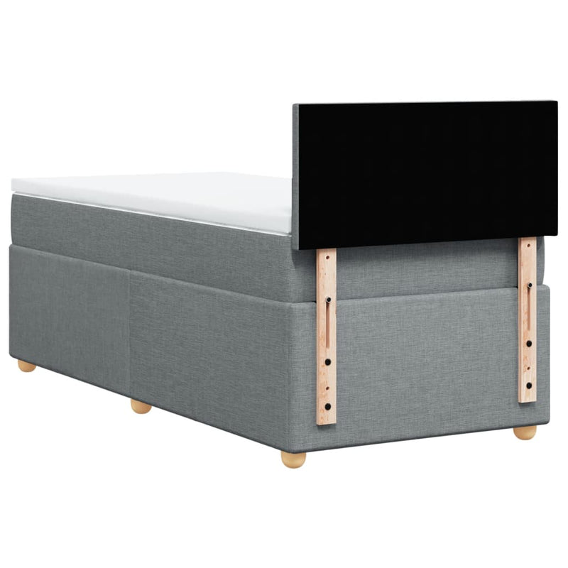 Pat box spring cu saltea, gri deschis, 100x200 cm, textil