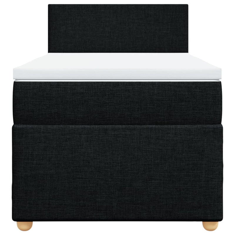 Pat box spring cu saltea, negru, 100x200 cm, textil