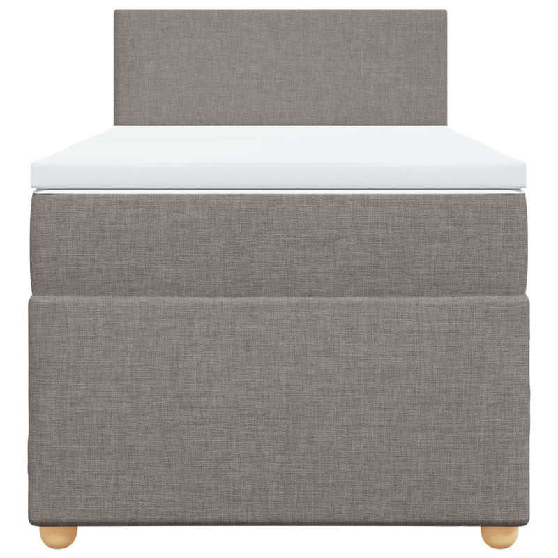 Pat box spring cu saltea, gri taupe, 100x200 cm, textil
