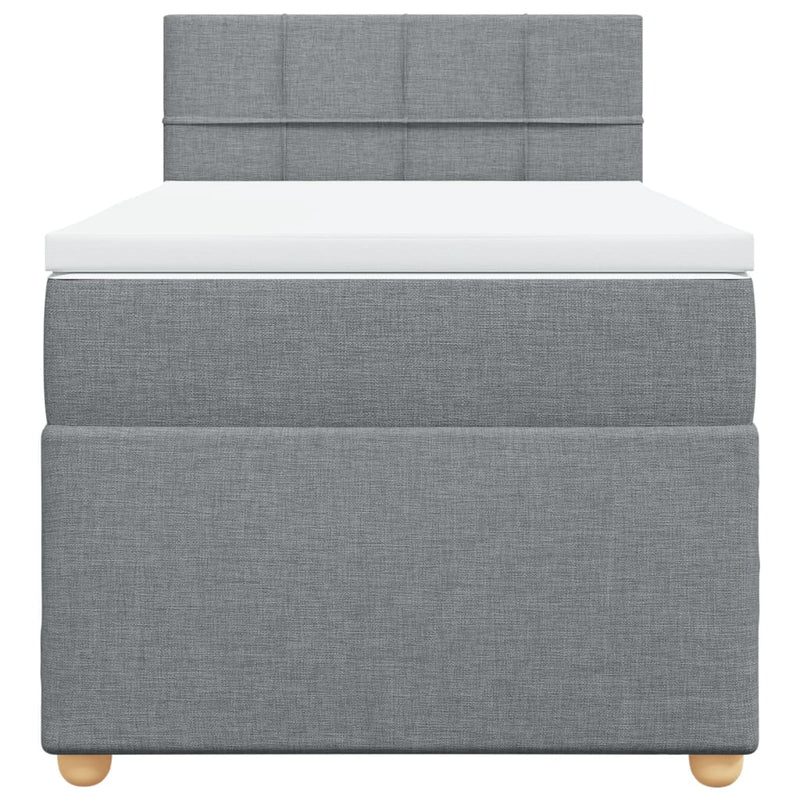 Pat box spring cu saltea, gri deschis, 100x200 cm, textil