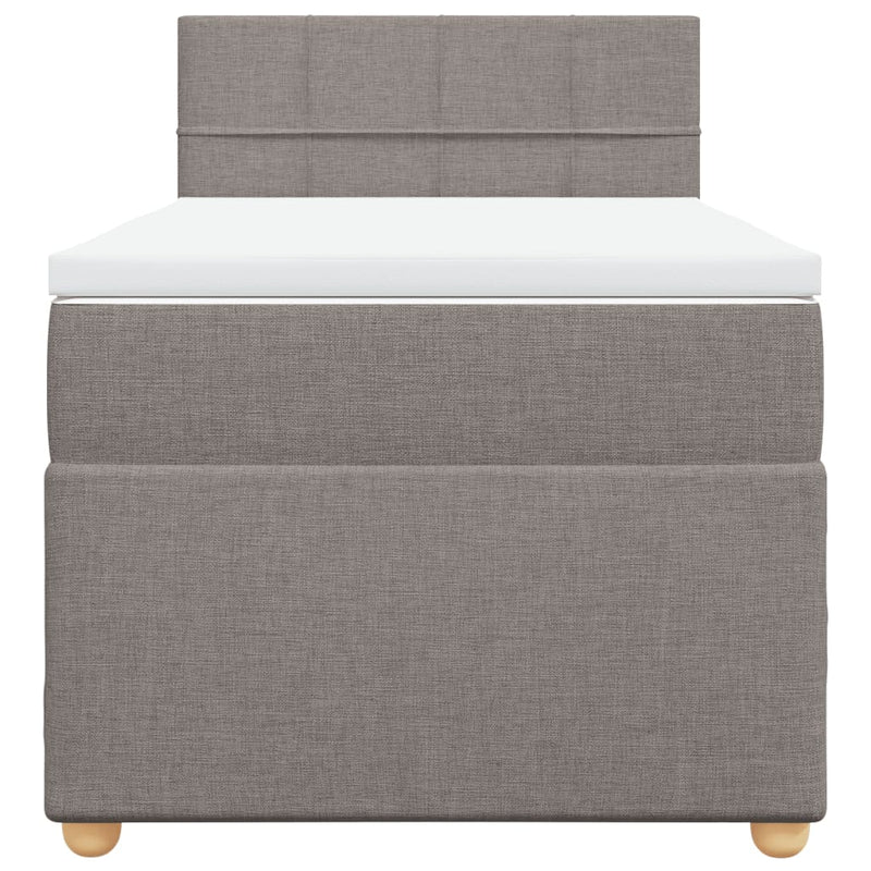 Pat box spring cu saltea, gri taupe, 100x200 cm, textil