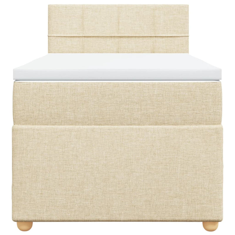 Pat box spring cu saltea, crem, 100x200 cm, textil