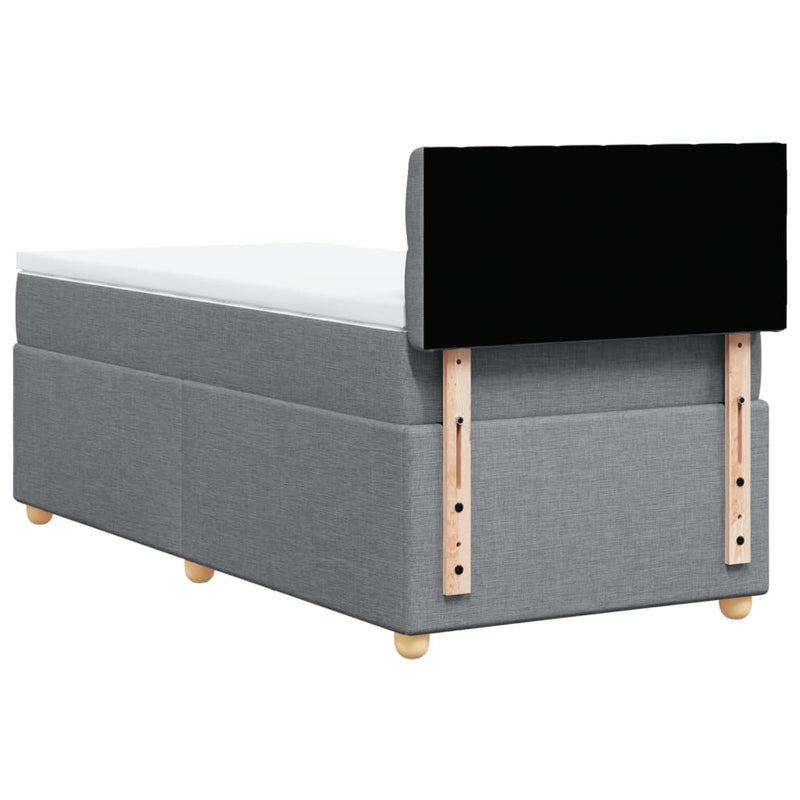 Pat box spring cu saltea, gri deschis, 100x200 cm, textil