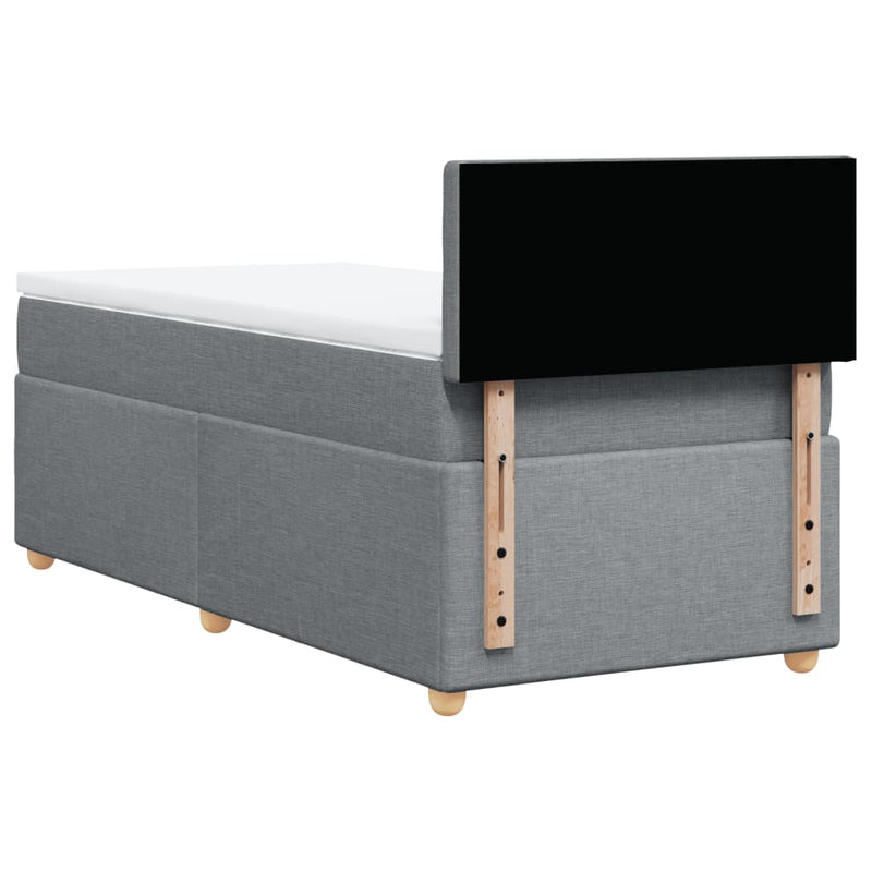 Pat box spring cu saltea, gri deschis, 100x200 cm, textil