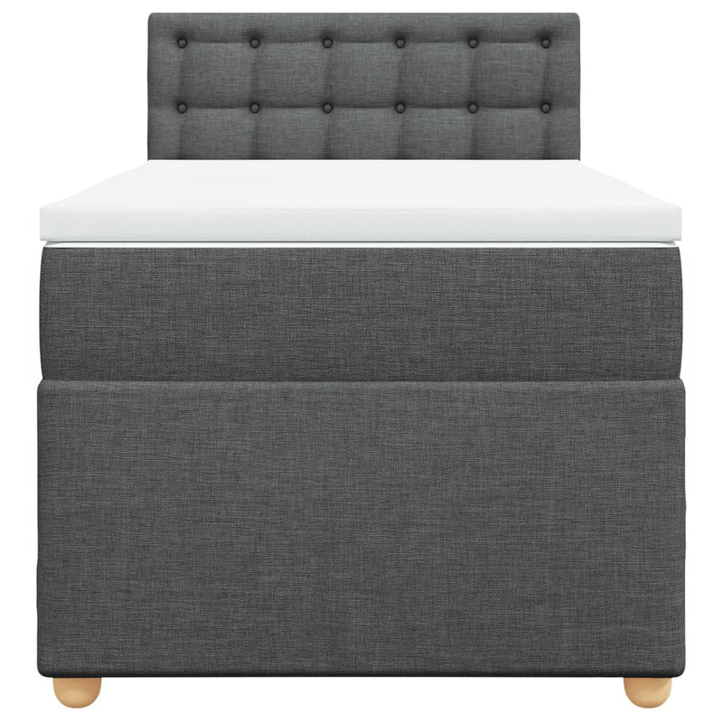 Pat box spring cu saltea, gri închis, 100x200 cm, textil