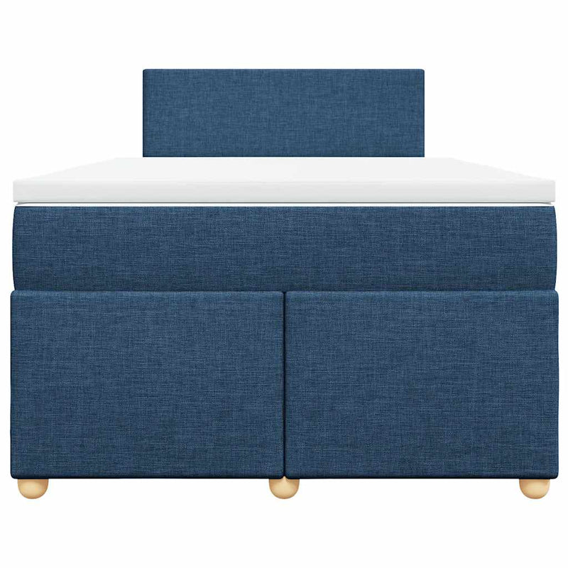 Pat box spring cu saltea, albastru, 120x190 cm, material textil