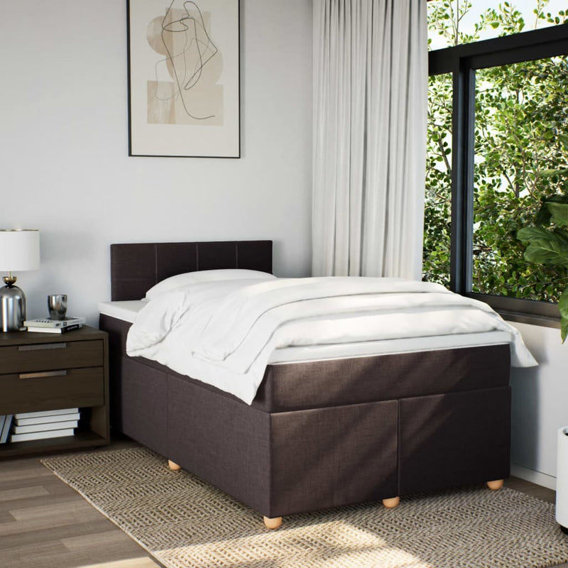 Pat box spring cu saltea, maro închis, 120x190 cm, textil