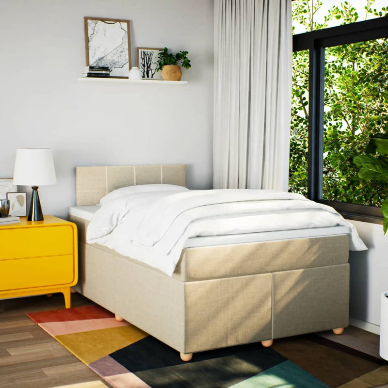 Pat continental cu saltea, crem, 120x190 cm, textil