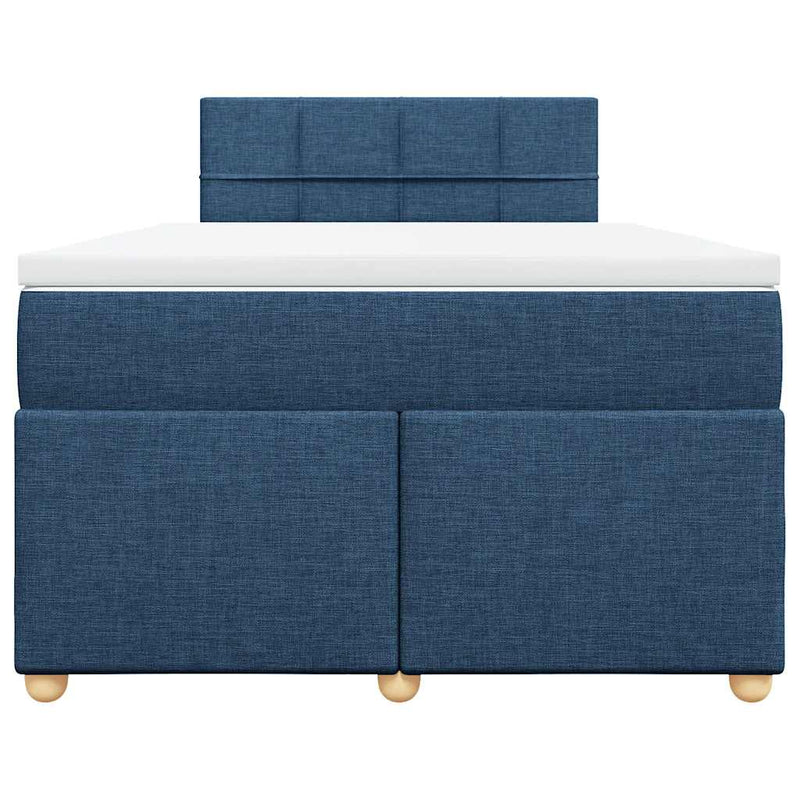 Pat box spring cu saltea, albastru, 120x190 cm, material textil