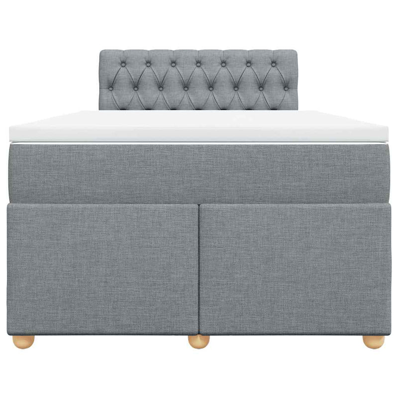Pat box spring cu saltea, gri deschis, 120x190 cm, textil