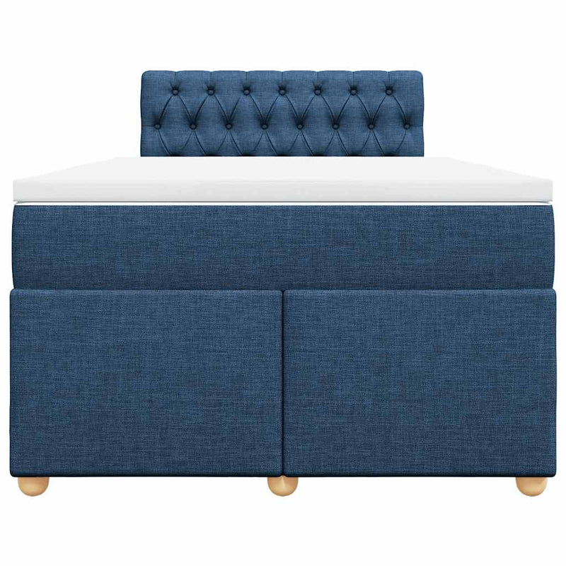 Pat box spring cu saltea, albastru, 120x190 cm, material textil