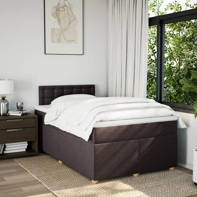 Pat box spring cu saltea, maro închis, 120x190 cm, textil