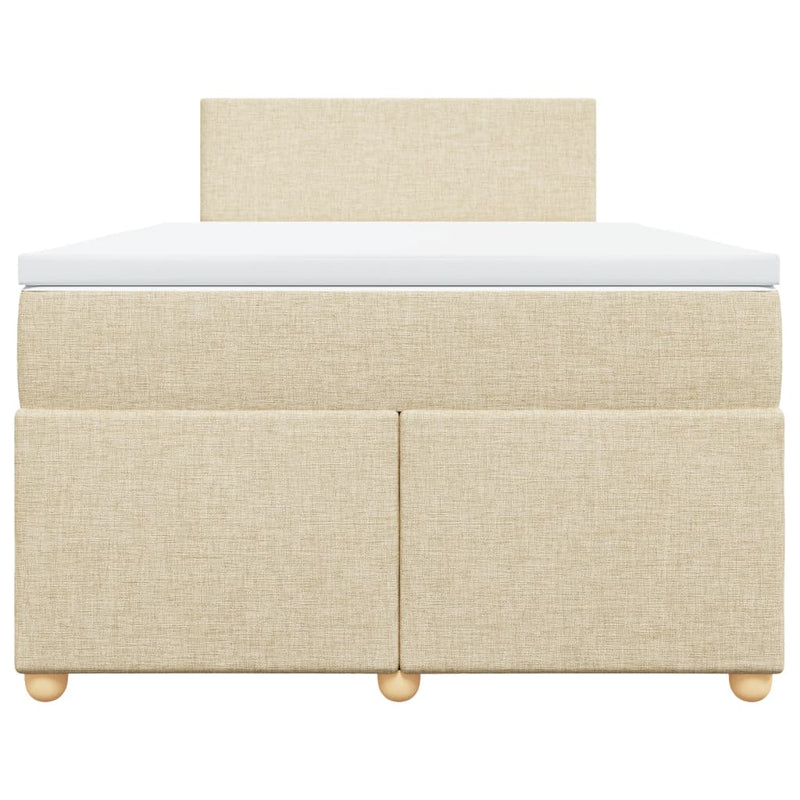 Pat box spring cu saltea, crem, 120x200 cm, textil