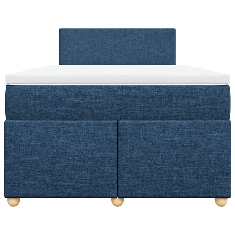Pat box spring cu saltea, albastru, 120x200 cm, textil