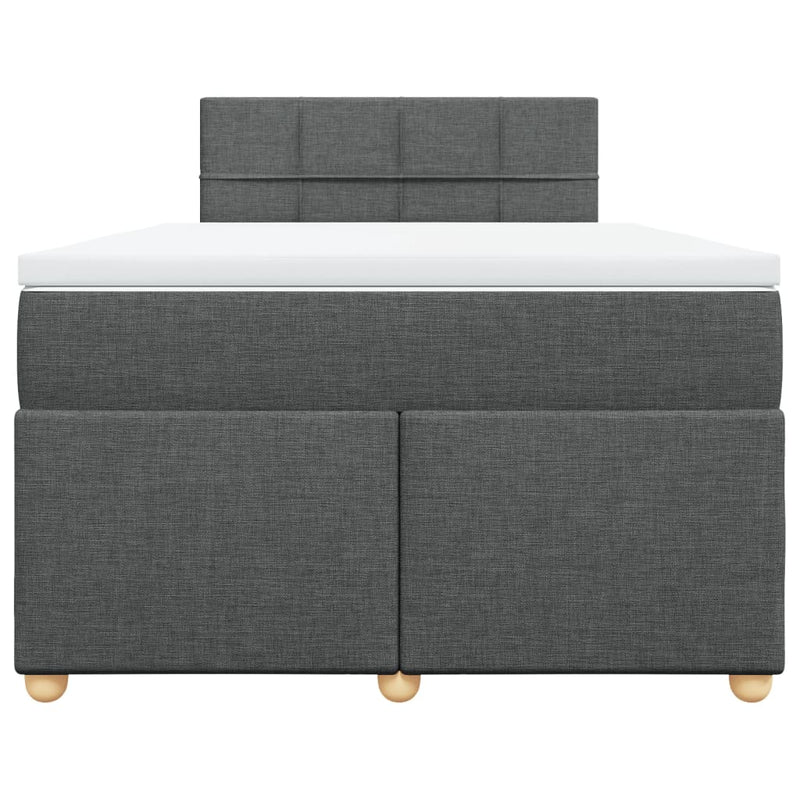 Pat box spring cu saltea, gri închis, 120x200 cm, textil