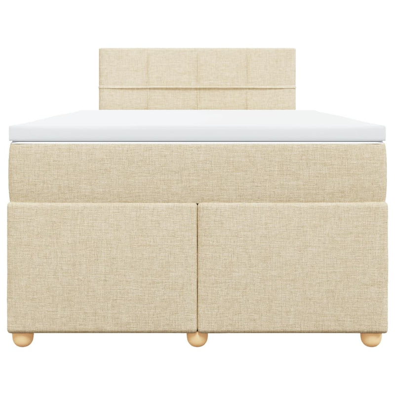 Pat box spring cu saltea, crem, 120x200 cm, textil
