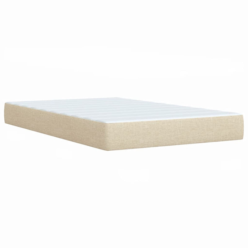 Pat box spring cu saltea, crem, 120x200 cm, textil