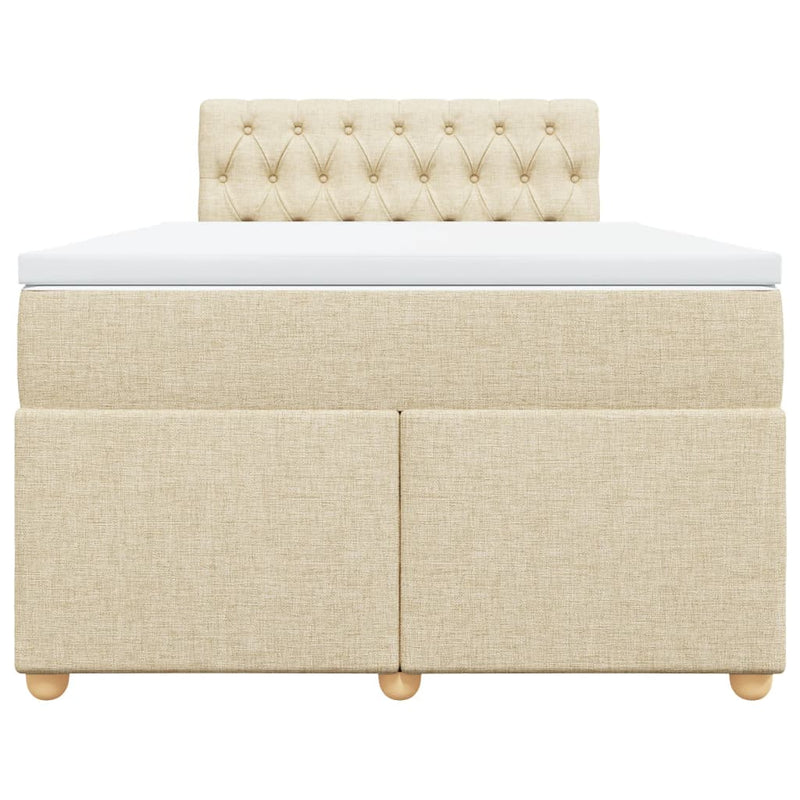 Pat box spring cu saltea, crem, 120x200 cm, textil