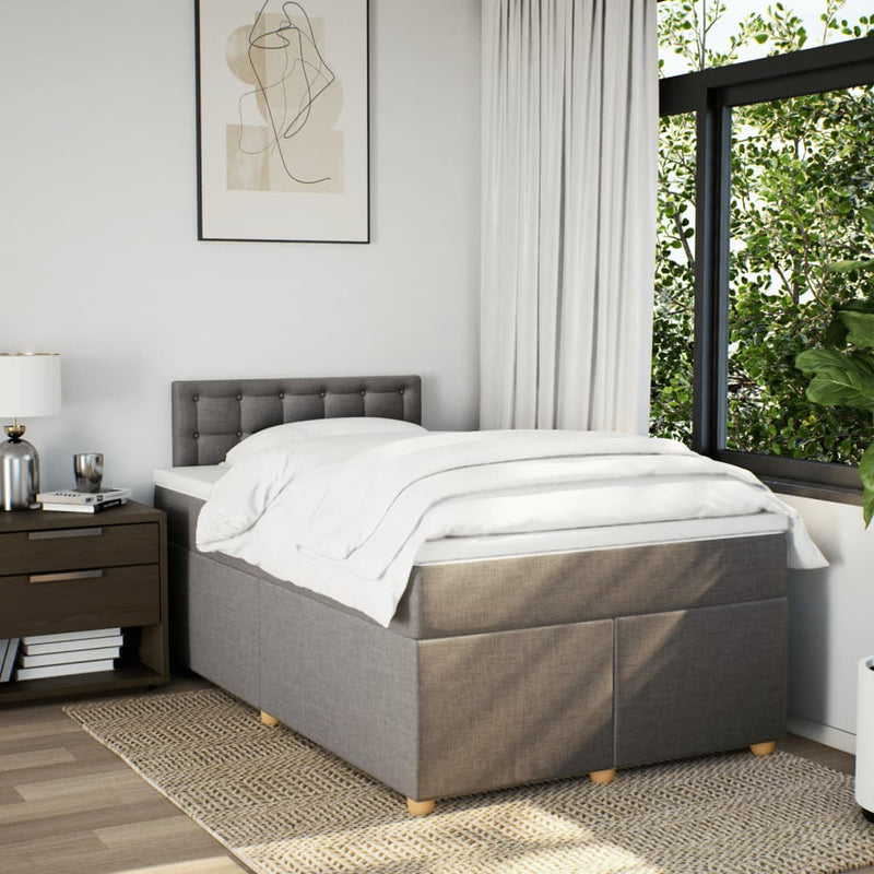 Pat box spring cu saltea, gri taupe, 120x200 cm, textil