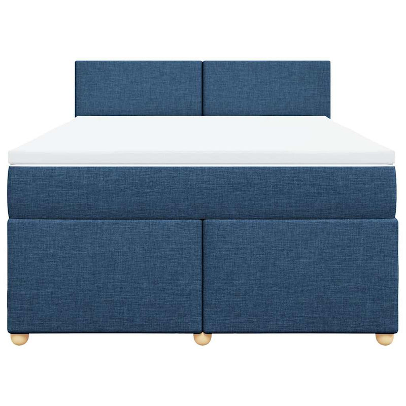 Pat box spring cu saltea, albastru, 140x200 cm, textil