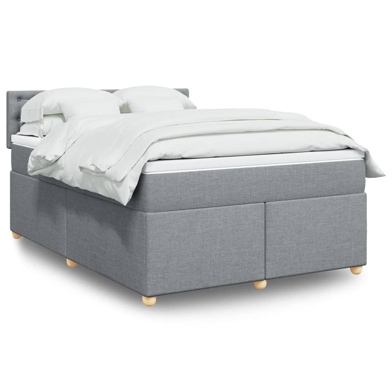 Pat box spring cu saltea, gri deschis, 140x190 cm, textil