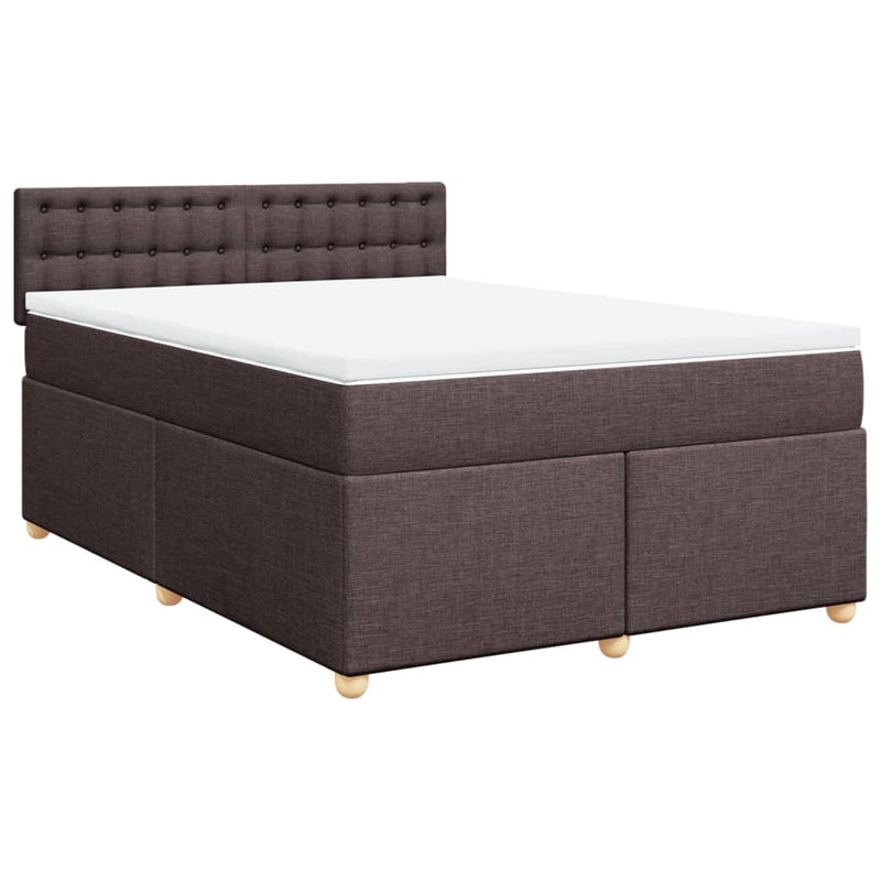 Pat box spring cu saltea, maro închis, 140x200 cm, textil