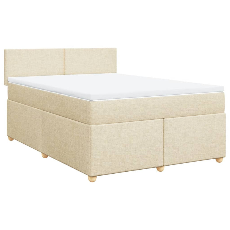 Pat continental cu saltea, crem, 140x200 cm, material textil