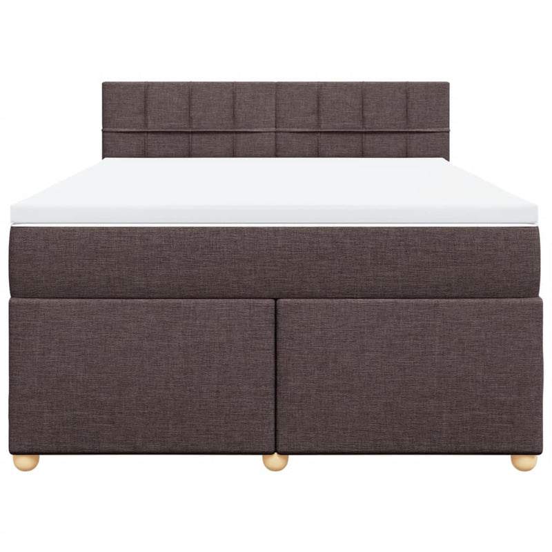 Pat box spring cu saltea, maro închis, 160x200 cm, textil