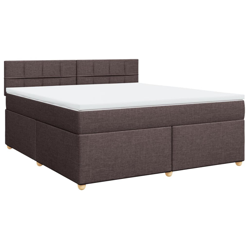Pat continental cu saltea maro închis 180x200cm material textil