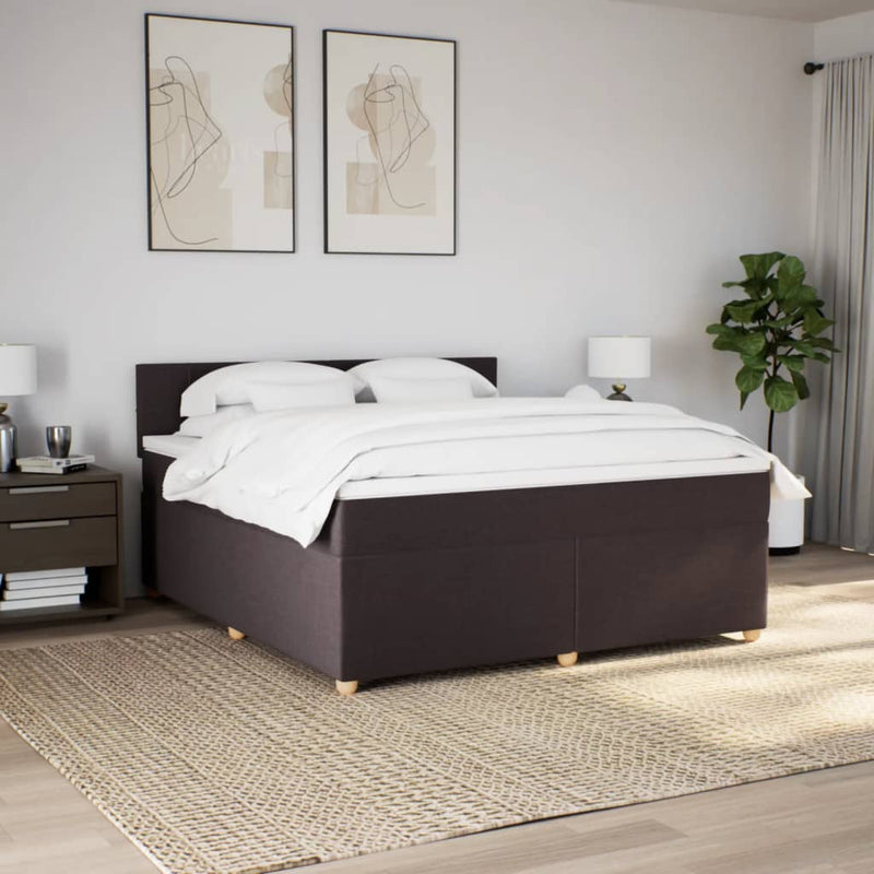 Pat continental cu saltea maro închis 180x200cm material textil