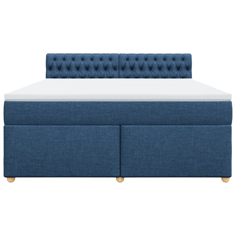 Pat box spring cu saltea, albastru, 180x200 cm, material textil