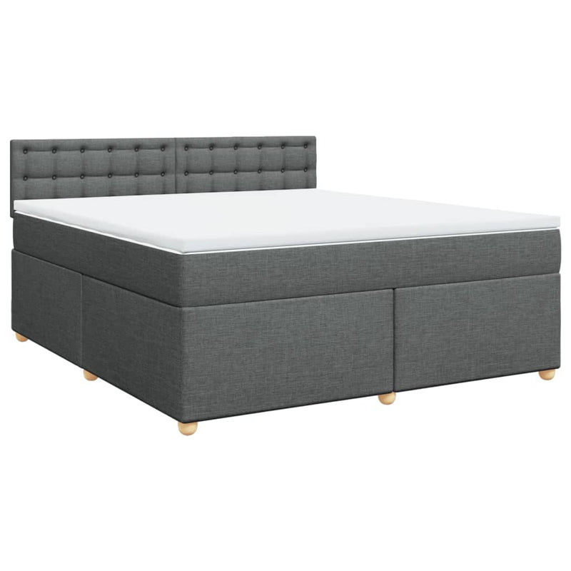 Pat box spring cu saltea, gri închis, 180x200 cm, textil