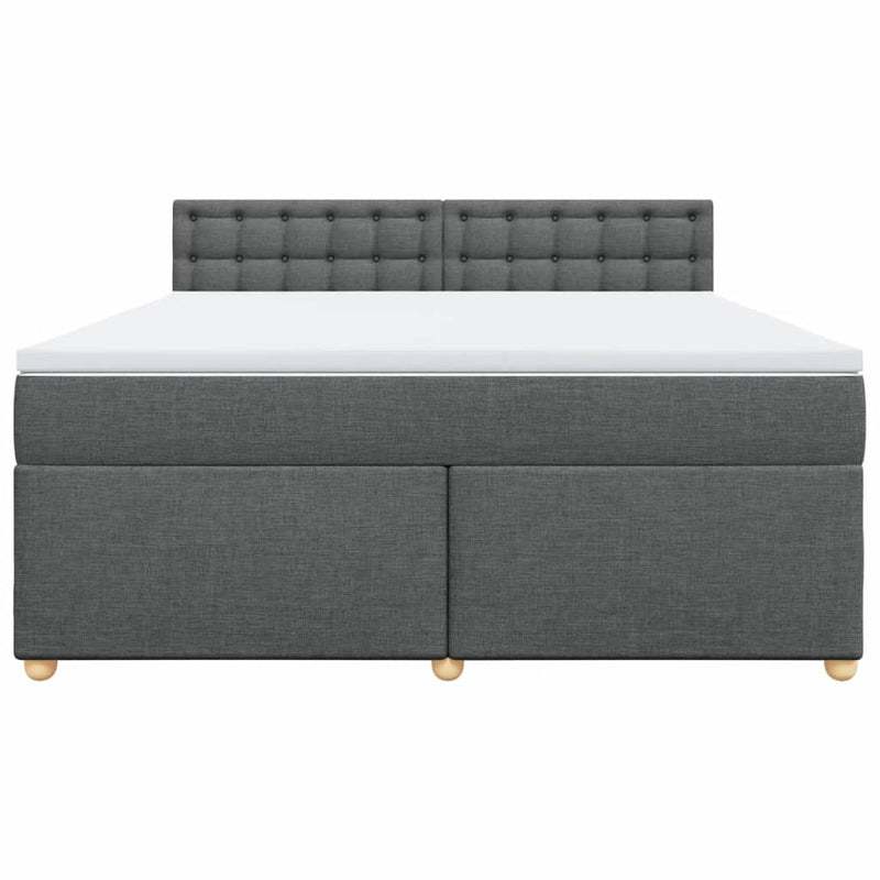 Pat box spring cu saltea, gri închis, 180x200 cm, textil